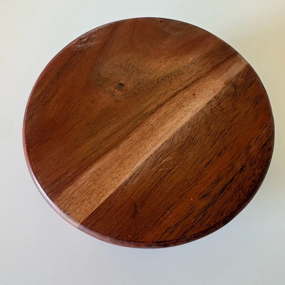 Hearth & Hand Round Wooden Footed Tray - Picture 2 of 4